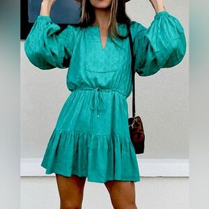 Karina Grimaldi Turquoise Long Sleeve Dress Boho Bohemian